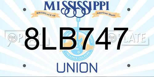 8LB747 Mississippi License Plate