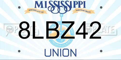 8LBZ42 Mississippi License Plate