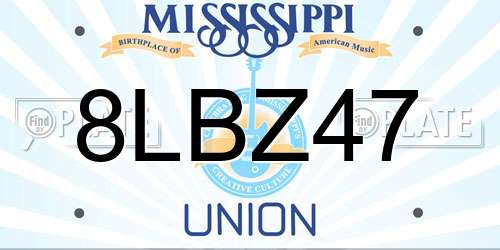 8LBZ47 Mississippi License Plate