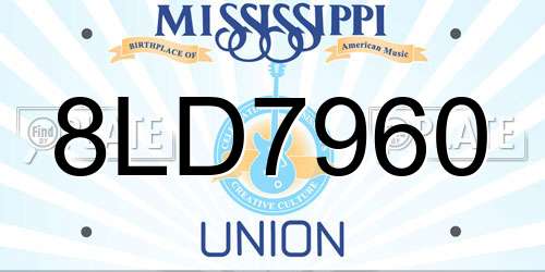 8LD7960 Mississippi License Plate