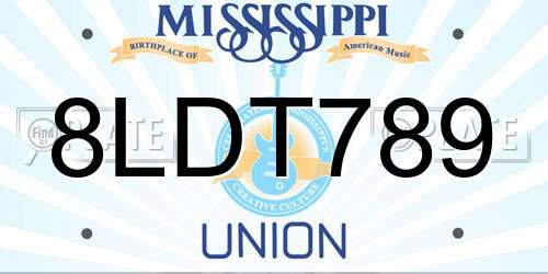 8LDT789 Mississippi License Plate
