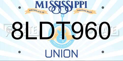 8LDT960 Mississippi License Plate