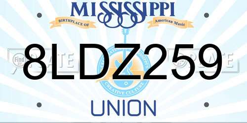 8LDZ259 Mississippi License Plate