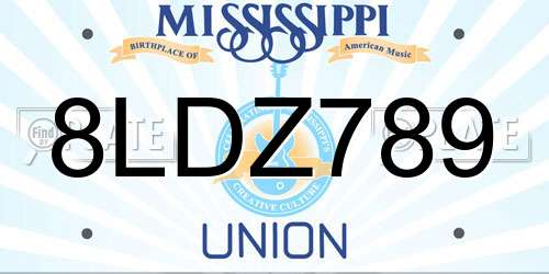 8LDZ789 Mississippi License Plate
