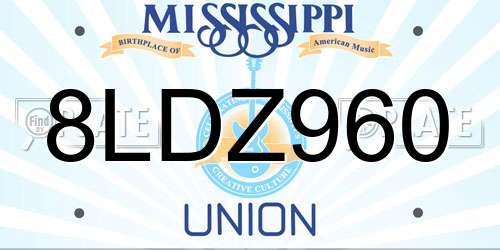 8LDZ960 Mississippi License Plate