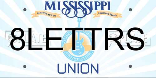 8LETTRS Mississippi License Plate