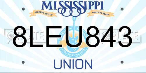 8LEU843 Mississippi License Plate