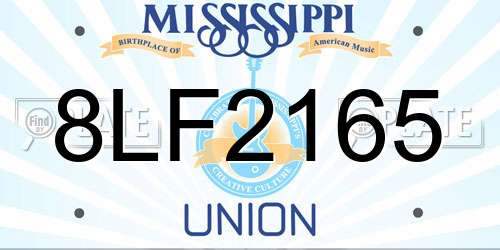 8LF2165 Mississippi License Plate