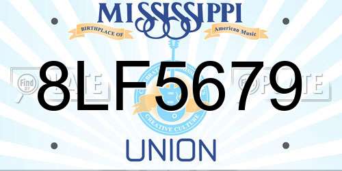 8LF5679 Mississippi License Plate