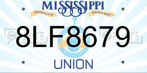 8LF8679 Mississippi License Plate
