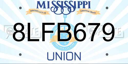 8LFB679 Mississippi License Plate