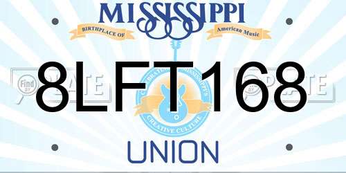 8LFT168 Mississippi License Plate