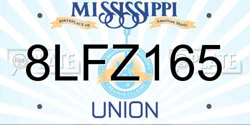 8LFZ165 Mississippi License Plate
