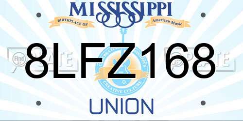 8LFZ168 Mississippi License Plate