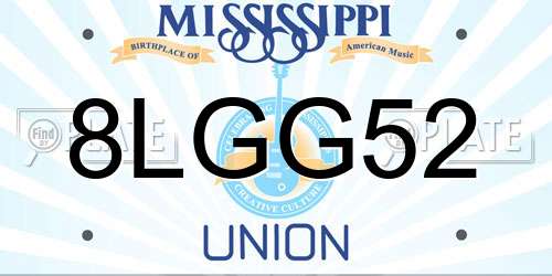 8LGG52 Mississippi License Plate