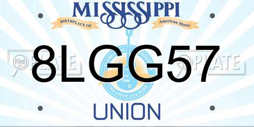 8LGG57 Mississippi License Plate