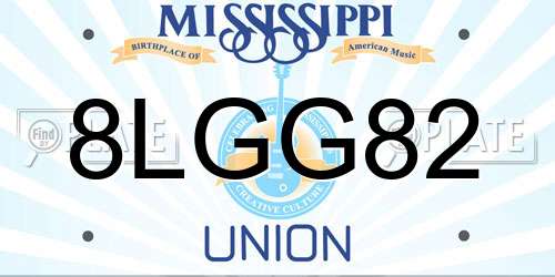 8LGG82 Mississippi License Plate