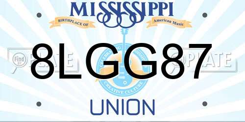 8LGG87 Mississippi License Plate
