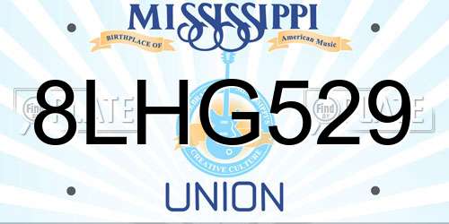 8LHG529 Mississippi License Plate
