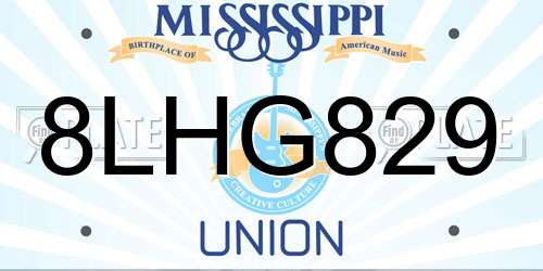 8LHG829 Mississippi License Plate