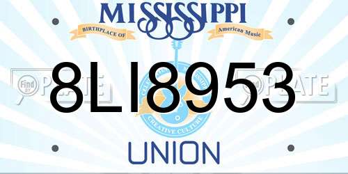 8LI8953 Mississippi License Plate
