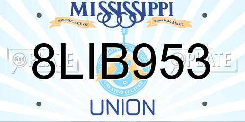 8LIB953 Mississippi License Plate