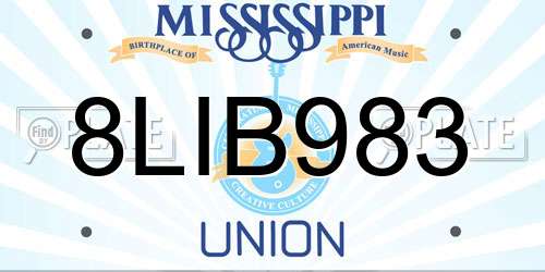 8LIB983 Mississippi License Plate