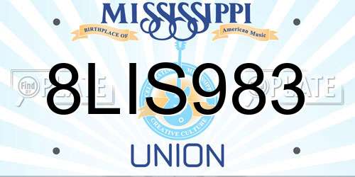 8LIS983 Mississippi License Plate