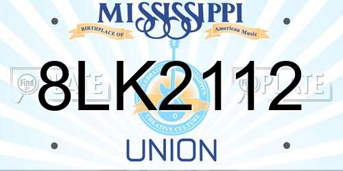 8LK2112 Mississippi License Plate