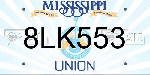8LK553 Mississippi License Plate