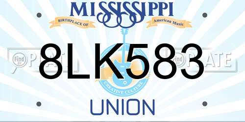 8LK583 Mississippi License Plate
