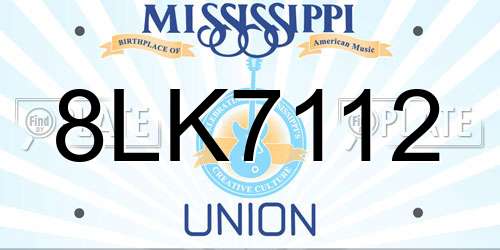 8LK7112 Mississippi License Plate