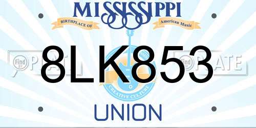 8LK853 Mississippi License Plate