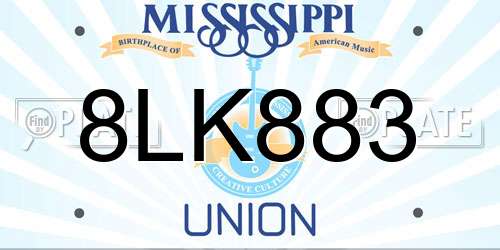 8LK883 Mississippi License Plate