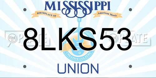 8LKS53 Mississippi License Plate