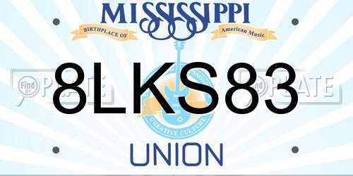 8LKS83 Mississippi License Plate
