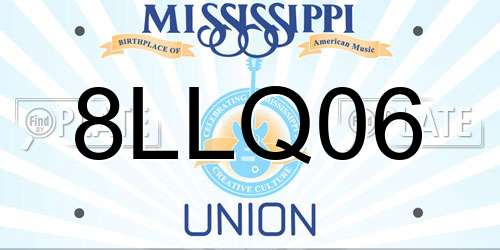 8LLQ06 Mississippi License Plate