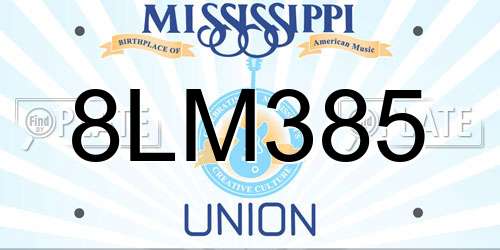 8LM385 Mississippi License Plate