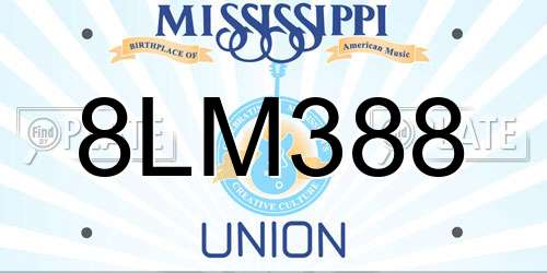 8LM388 Mississippi License Plate