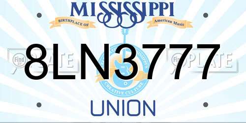 8LN3777 Mississippi License Plate