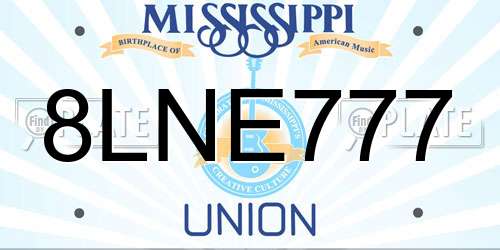 8LNE777 Mississippi License Plate