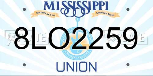 8LO2259 Mississippi License Plate