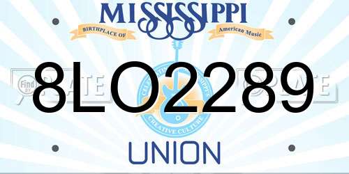 8LO2289 Mississippi License Plate