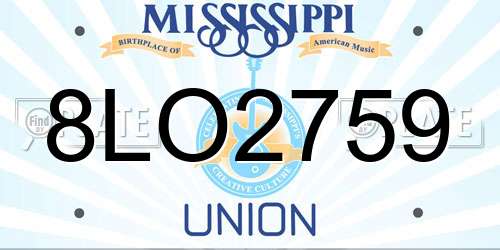 8LO2759 Mississippi License Plate