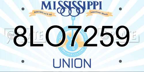 8LO7259 Mississippi License Plate