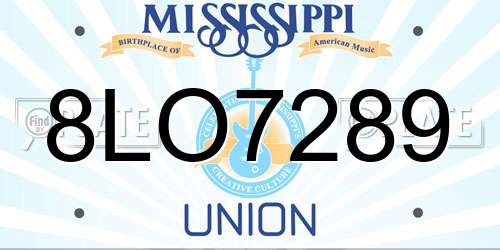 8LO7289 Mississippi License Plate