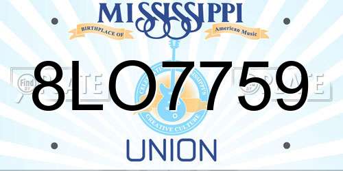 8LO7759 Mississippi License Plate