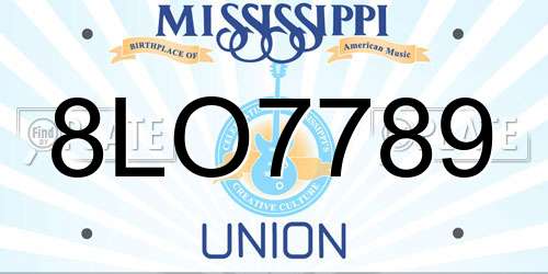 8LO7789 Mississippi License Plate