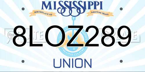 8LOZ289 Mississippi License Plate
