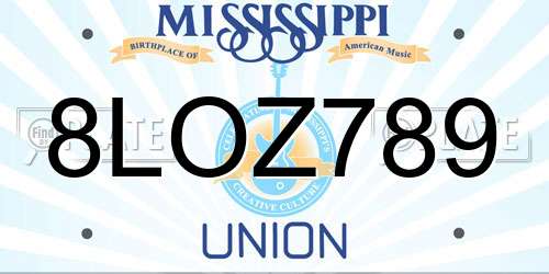 8LOZ789 Mississippi License Plate